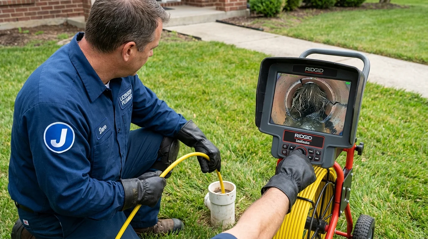 Sewer camera inspection being performed by Johns Plumbing LLC in Grayson