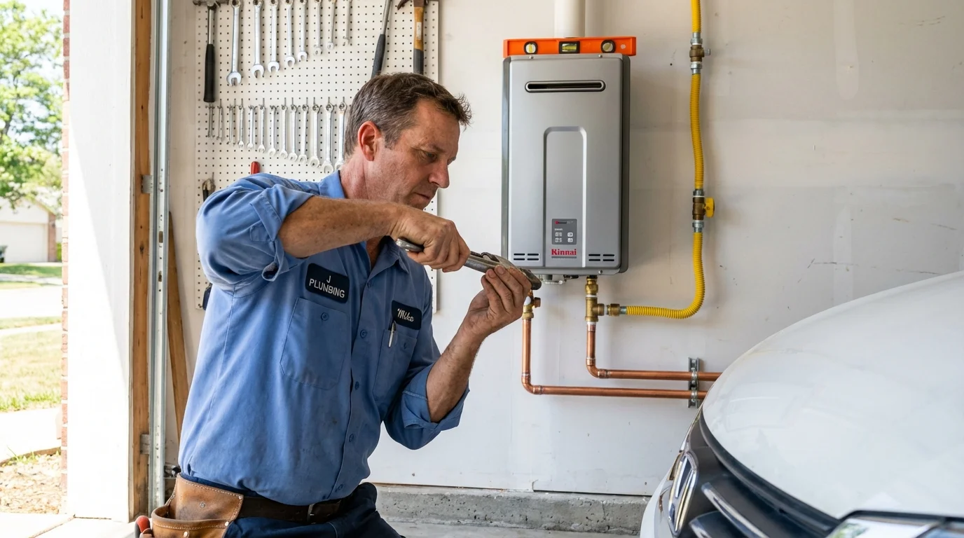 Tankless water heater installation by a Johns Plumbing LLC plumber in Grayson